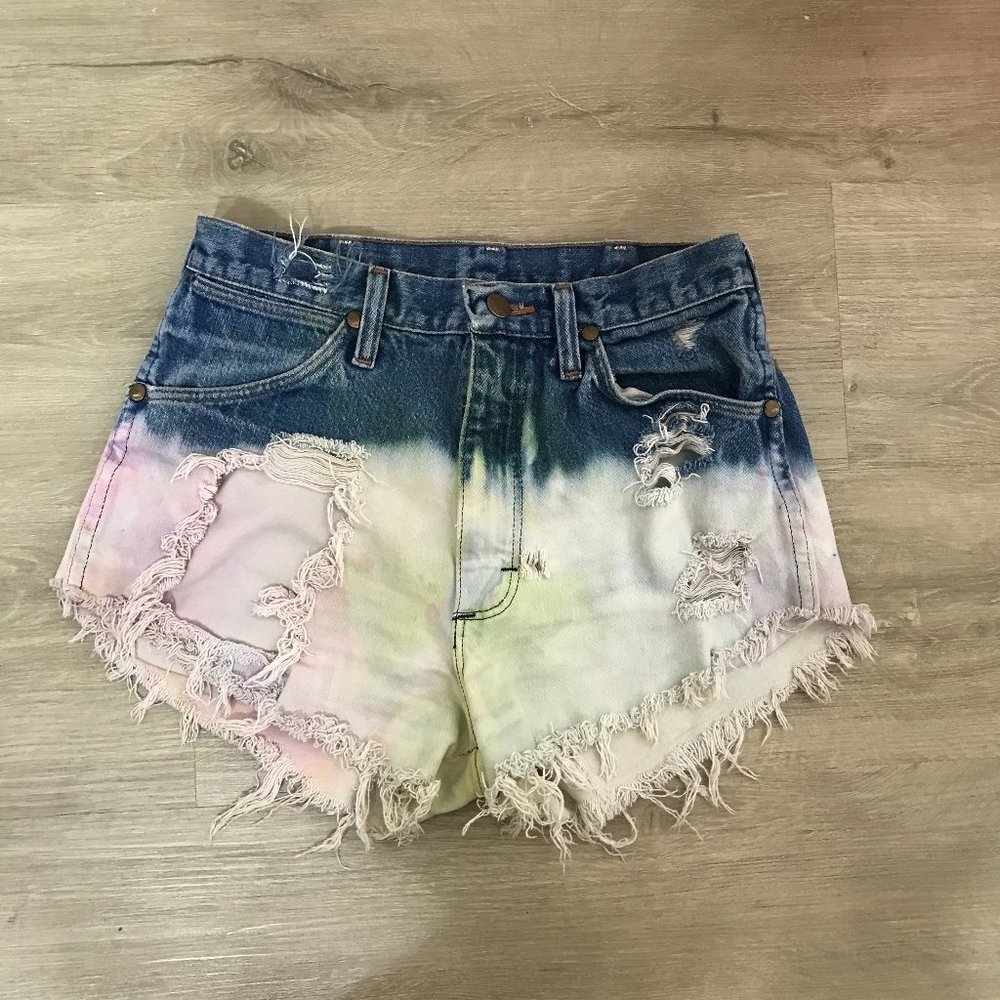 Vintage Wrangler Tie-dye Jean Cutoff Shorts Made in USA